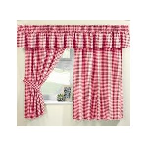 MAISY RED GINGHAM CURTAINS (PELMET SOLD SEPARATE)