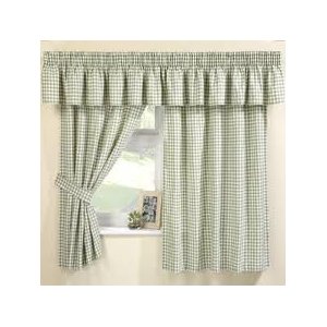 MAISY GREEN GINGHAM CURTAINS(PELMET SOLD SEPARATE)