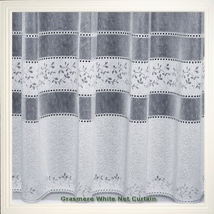 GRASMERE WHITE NET CURTAIN: priced per metre discontinued