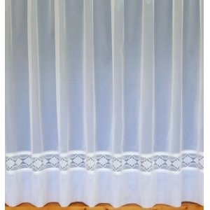 HELEN WHITE NET CURTAIN WITH LACE INSERT