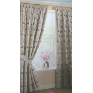 mariposa by belfield MAUVE 100% COTTON CURTAINS EYELET OR PENCIL PLEAT OPTION FULLY LINED