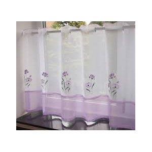 LILAC CAFE CURTAIN WITH EMBROIDERED FLOWERS 24