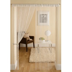 WHITE STRING CURTAINS WITH SQUARE BEADS PRICE PER PAIR