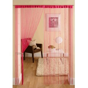 CERISE STRING CURTAINS WITH SMALL SQUARE BEADS PRICE IS PER PAIR