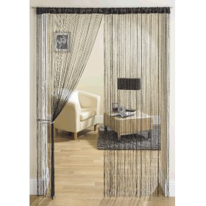 BLACK WITH SILVER LUREX STRING CURTAINS PRICE IS PER PAIR