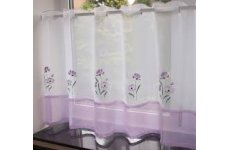 LILAC CAFE CURTAIN WITH EMBROIDERED FLOWERS 24