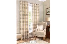 NEWPORT CHECK  LINED CURTAINS 100% BRUSHED COTTON EYELET TOP