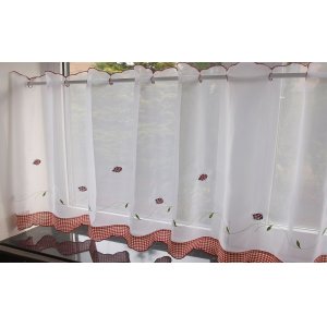 LADYBIRD EMBROIDERED VOILE PANELS  ARE 59 INCHES