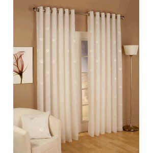 MANDY VOILE LINED CURTAINS COLOUR  NATURAL  WITH EYELET TOP