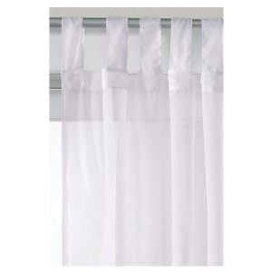 WHITE TAB TOP VOILE PANEL :150CM WIDE - Net Curtain 2 Curtains