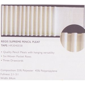 3.5 INCH CURTAIN TAPE RUFFLETTE REGIS:price per metre