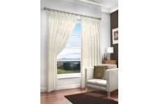 MADDISON CREAM VOILE WITH  CREAM EMBROIDERY  VOILE LINED CURTAINS WITH TIE BACKS