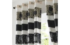 KENSINGTON BLACK EYELET CURTAINS: