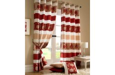 KENSINGTON RED EYELET CURTAINS;